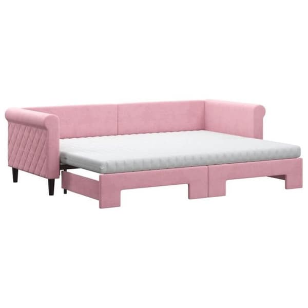 Maison Exclusive - Dagbädd med utdragssäng och rosa madrass 80x200 cm sammet Ros