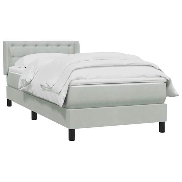 Maison Exclusive - Sängyn lattiapuut ja vaaleanharmaa patja 90x220 cm samettia