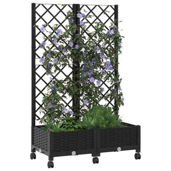 Maison Exclusive - Puutarhakärry, jossa on ritilä ja pyörät, musta 80 x 40 x 131,5 cm PP