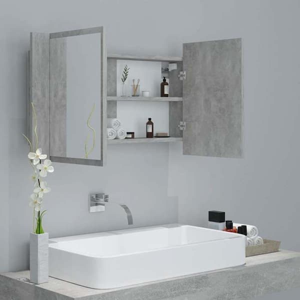 Maison Exclusive - LED-peilikaappi harmaa betoni akryyli