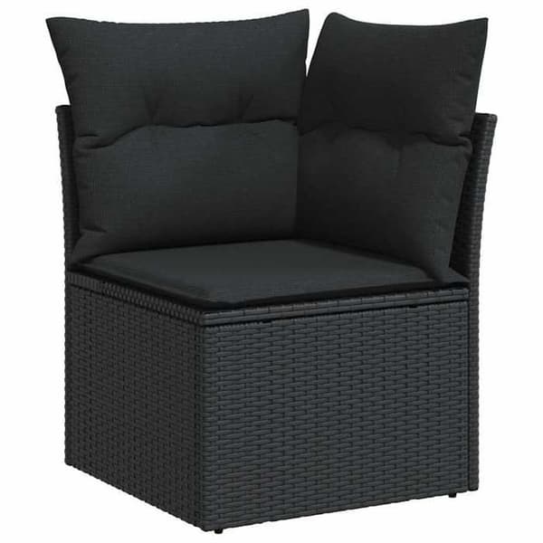 Maison Exclusive - Trädgårdsmöbler 5 delar med svarta kuddar i flätad plast