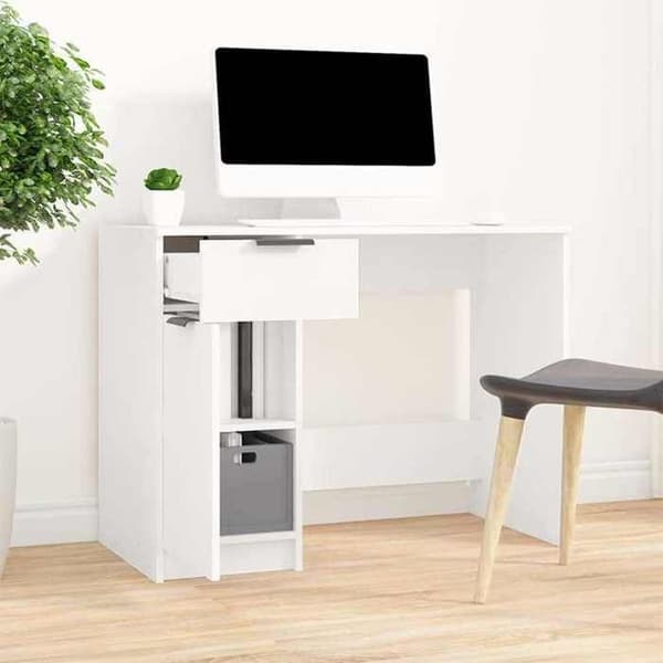 Kontor - EKSKLUSIVT HUS - 100 x 50 x 75 cm - Hvid - Ingeniørtræ - 1 skuffe & opbevaring Vit