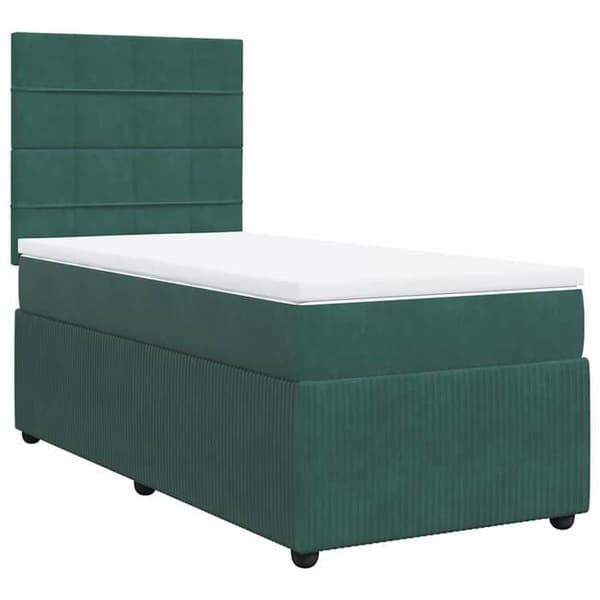Maison Exclusive - Sängbotten med lameller och mörkgrön madrass 100x200 cm