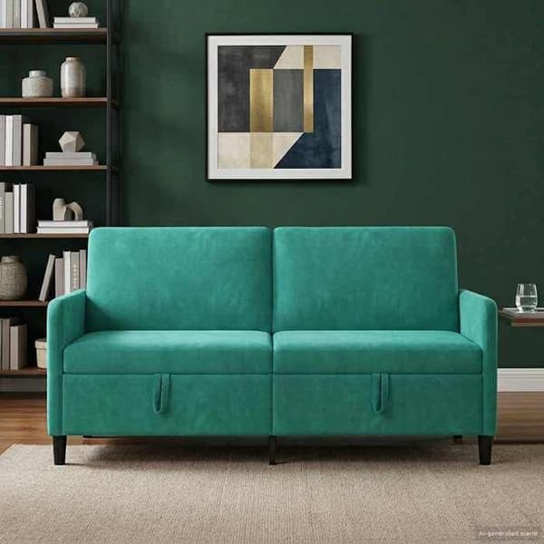 Soffa - EXKLUSIVT HUS - Soffa med förvaring - Turkos - Förvaring under sits - 172×78×87 cm Turkos