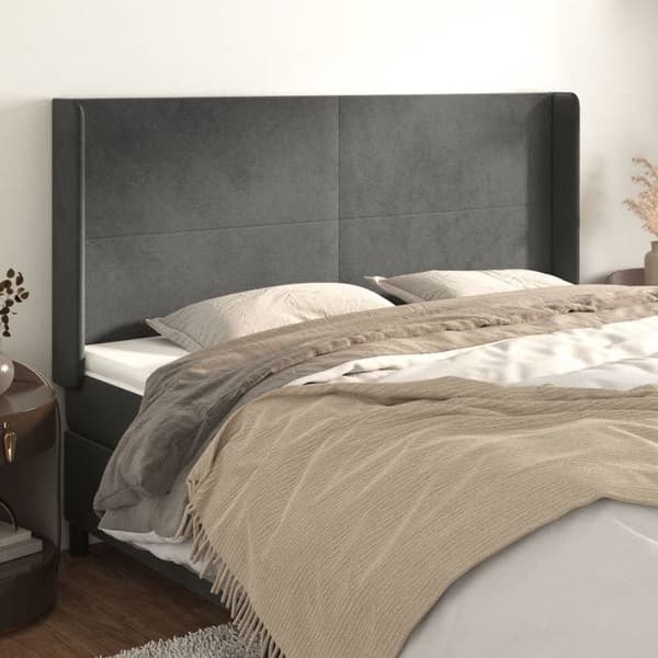 Maison Exclusive - Päätylevy korvilla Tummanharmaa 183x16x118/128 cm Sametti Mörkgrå