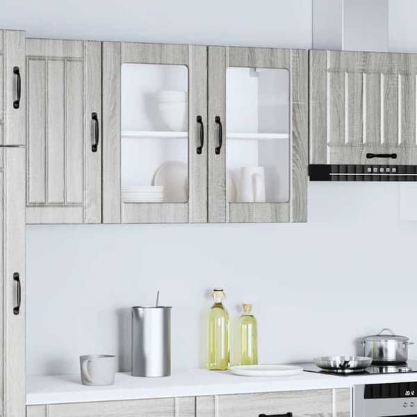 Køkkenvægskab - EKSKLUSIV HUS - Lucca - Sonoma grå - Glasdør - 80x31 cm Sonoma grå
