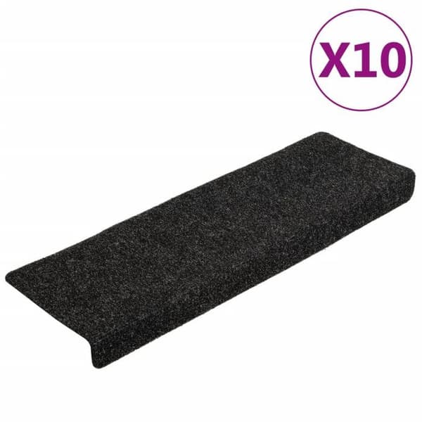 Maison Exclusive - Selvklæbende trappetæpper 10 stk 65 x 21 x 4 cm Sort Rektangulær kant Svart
