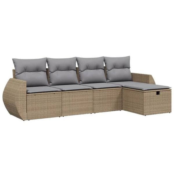 Maison Exclusive - Trädgårdsmöbler med kuddar 5 delar blandning beige flätad resin