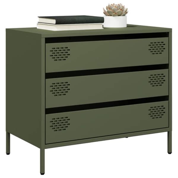 Maison Exclusive - Buffet grøn oliven 68x39x58,5 cm koldvalset stål