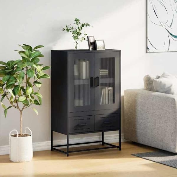 Maison Exclusive - Sort høj buffet 68x39x111,5 cm stål Svart