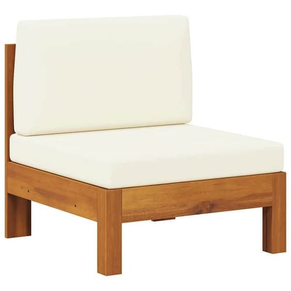 Maison Exclusive - Central soffa med kuddar i krämvitt, solid akaciaträ