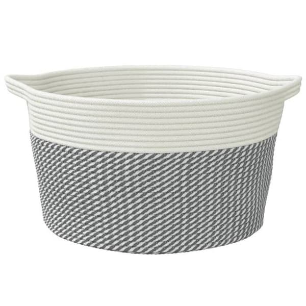 Maison Exclusive - Grå och vit förvaringskorg Ø40x25 cm i bomull grått och vitt
