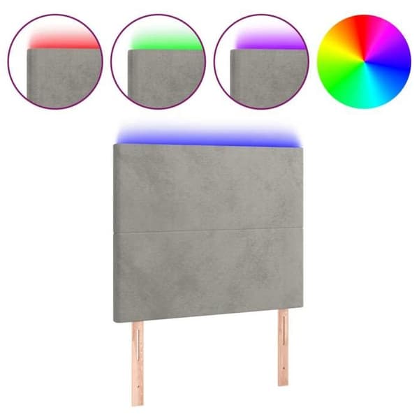 Maison Exclusive - LED Hovedgærde Lys Grå 80x5x118/128 cm Velour ljusgrått