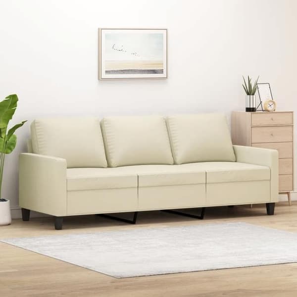 Maison Exclusive - 3-sitssoffa Creme 180 cm Syntetläder