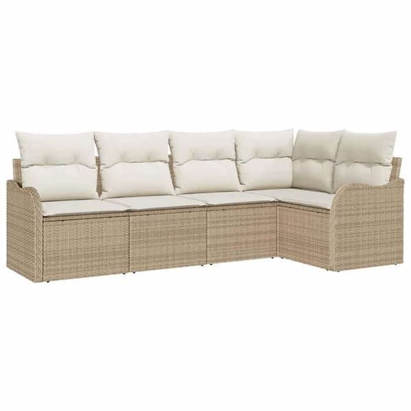 Maison Exclusive - 5 osan beige polyrottinkinen puutarhakalustesetti