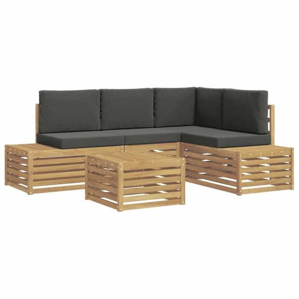 Maison Exclusive - Utomhus soffgrupp 5 delar Vit och antracit