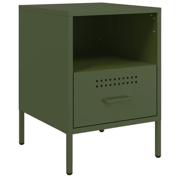 Maison Exclusive - Sängbord 2 st olivgrön 36x39x50,5 cm stål