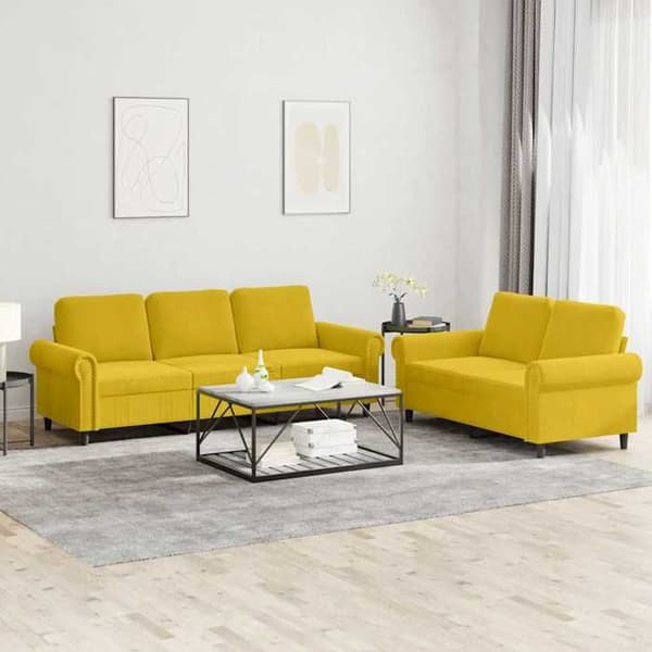 Maison Exclusive - Sæt af 2 sofaer med puder Gul Velour