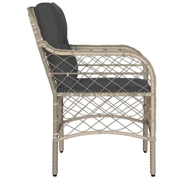 Maison Exclusive - Trädgårdsstolar med kuddar, set om 2, ljusgrå, flätad resin Ljusgrått