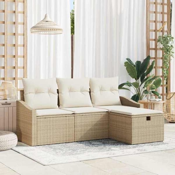 Maison Exclusive - 4 osan sohvasetti beige polyrottinki