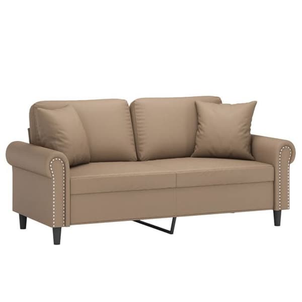 Maison Exclusive - Soffa 2 platser med kuddar cappuccino 140 cm konstläder