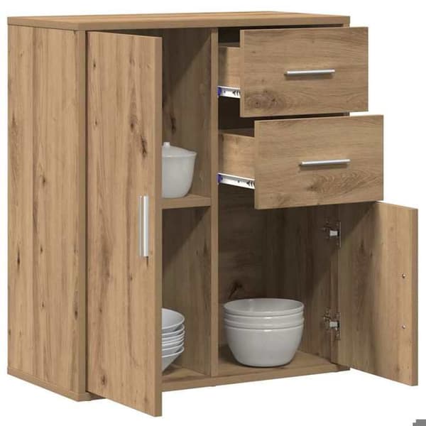 Maison Exclusive - Buffé i ek, hantverk 60 x 31 x 70 cm, ingenjörsträ. Ek