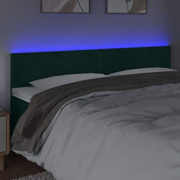 Maison Exclusive - LED-päätylevy Tummanvihreä 160x5x78/88 cm Sametti Mörkgrön