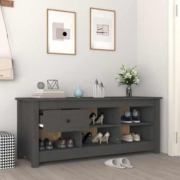Skoark - MAISON EXCLUSIVE - 110 x 38 x 45,5 cm - Grå - Massiv fyr - 5 rum Grå