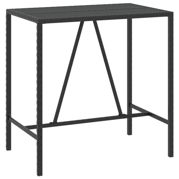 Havemøbel sæt - Maison Exclusive - 5 dele - Sort poly rattan - Tempereret glas bordplade - Stålstruktur