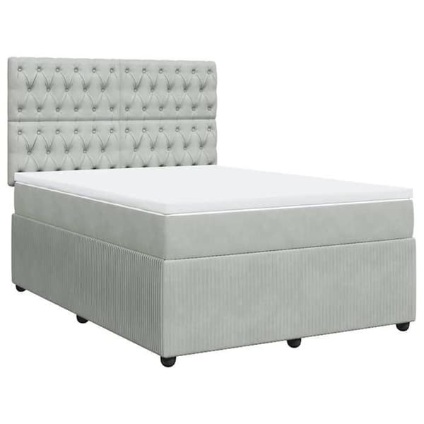Maison Exclusive - Seng solid bund med socker og madras Grå 160x200cm Velour