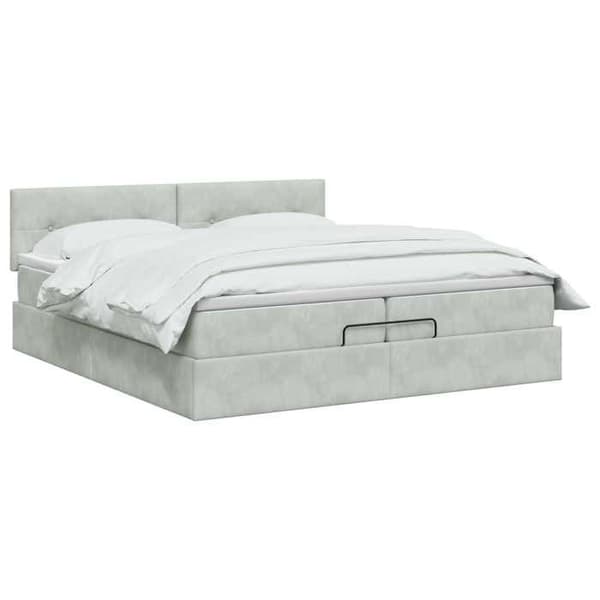 Maison Exclusive - Ottoman seng med madras Lys grå 200 x 200 cm Velour Ljusgrått