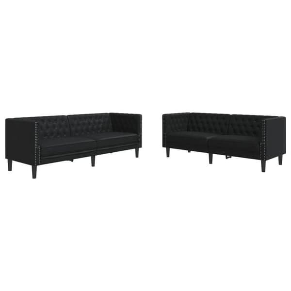 Maison Exclusive - Chesterfield sofa sæt 2 stk sort kunstlæder