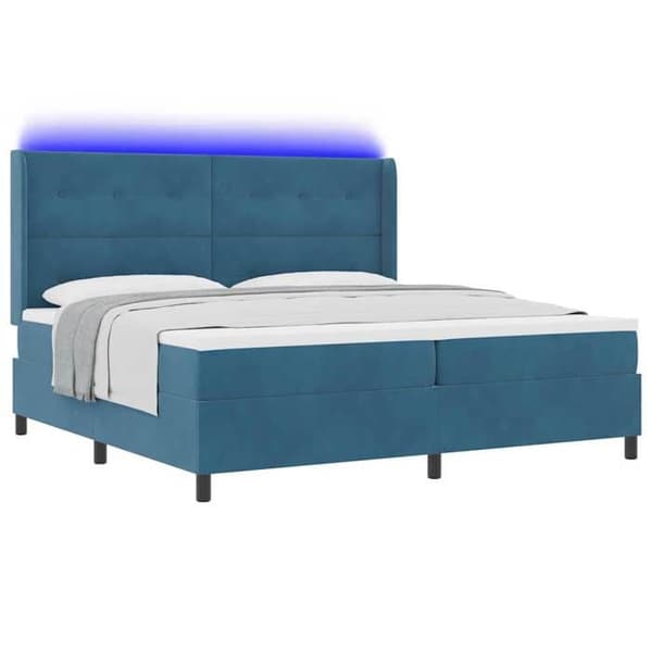 Maison Exclusive - Jousipatja LED-nauhoilla Sininen 200 x 200 cm Sametti Blå