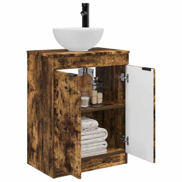 Maison Exclusive - Badeværelsesmøbel med vask Røget eg 54 x 35 x 83 cm