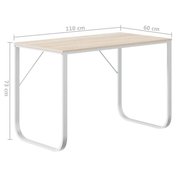 Maison Exclusive - Hvidt og egetræ computerbord 110x60x73 cm agglomereret