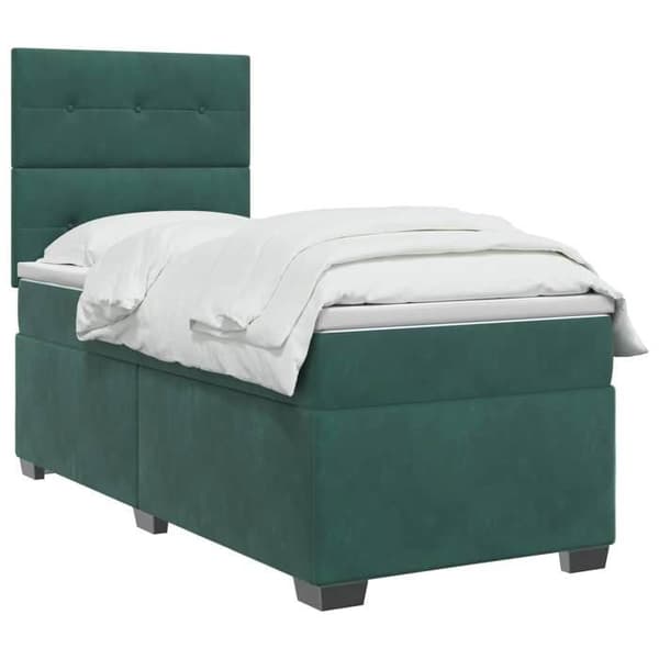 Maison Exclusive - Boxspring säng med mörkgrön madrass 100 x 200 cm Sammet Mörkgrön