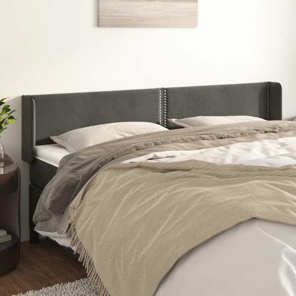 Maison Exclusive - Päätylevy korvilla Tummanharmaa 183x16x78/88 cm Sametti mörkgrå