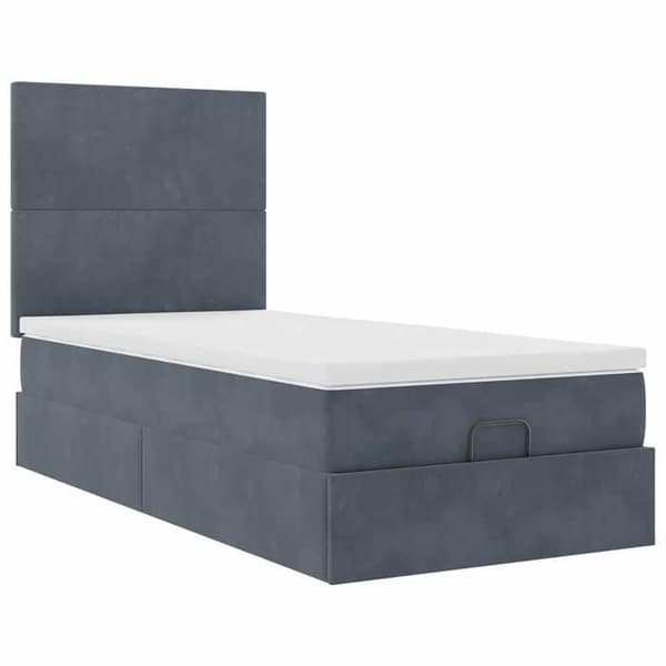 Maison Exclusive - Sängram i ottomanstil med mörkgrå madrass 90x190 cm sammet Mörkgrå