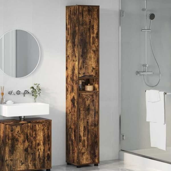 Maison Exclusive - Badeværelsesskab Røget eg 30,5 x 30 x 195 cm Rökt ek