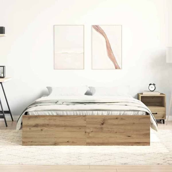 Sengestel - EKSKLUSIV HUS - 120x190 cm - Eg - Inkluderet lamelbund - Opbevaring under seng Ek