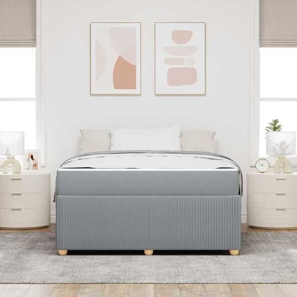 Maison Exclusive - Sengebund Lys grå 160 x 200 cm stof Ljusgrått