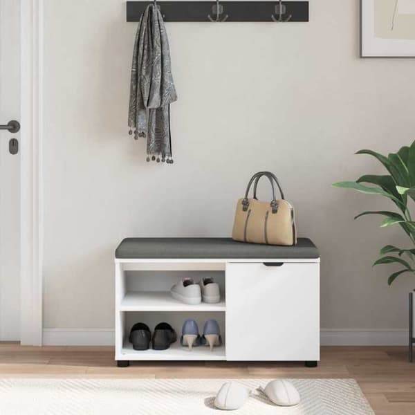 Maison Exclusive - Entréebänk Vit 80 x 38 x 46 cm Ingenjörsträ och Tyg