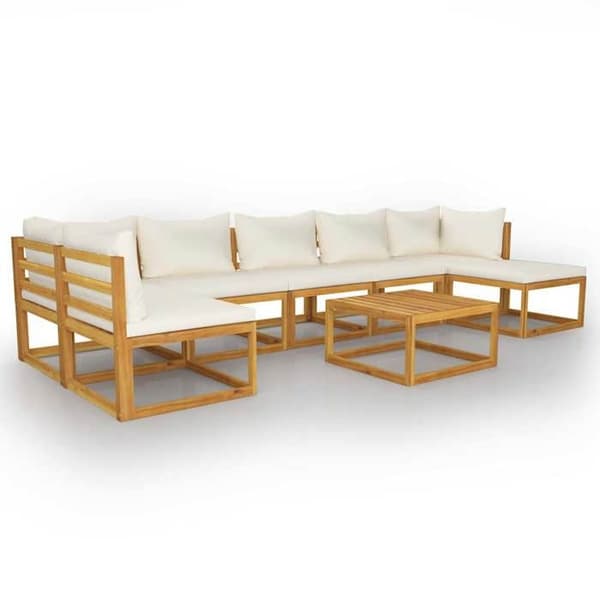 Maison Exclusive - Trädgårdsmöbler 8 delar med kuddar Creme Solid akaciaträ