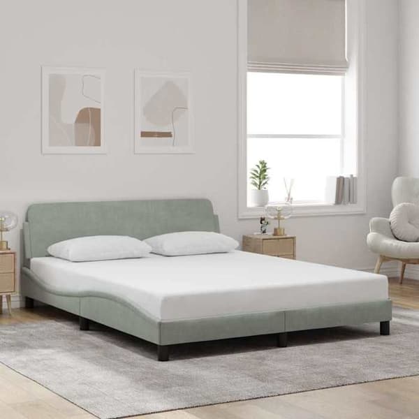 Maison Exclusive - Sängram Dover ljusgrå 160x200 cm sammet
