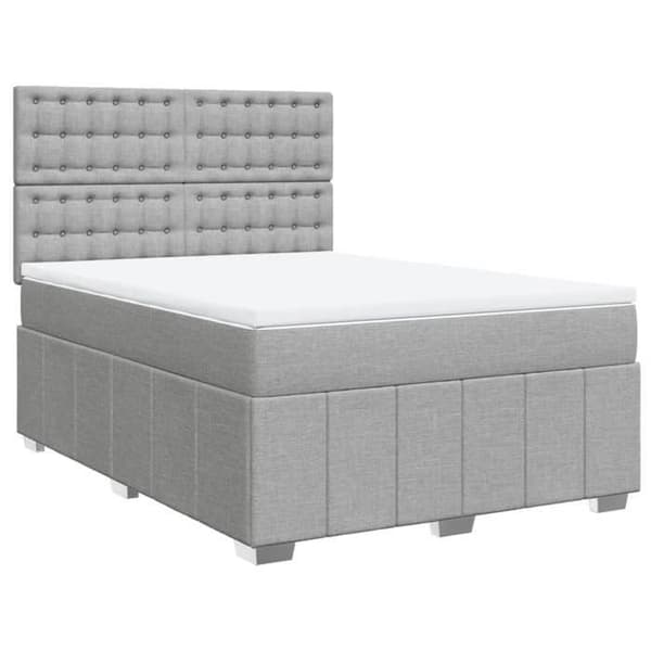 Maison Exclusive - Sengebund med lameller og madras Lys grå 140x190cm Stof