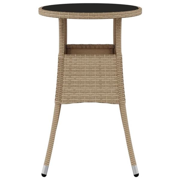 Havemøbel - EKSKLUSIV HUS - Ø60x75 cm - Tempereret glas - Vævet harpik - Beige beige