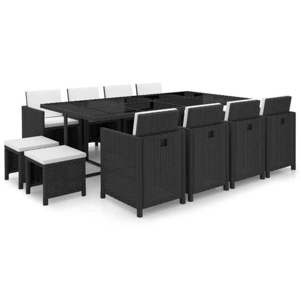 Maison Exclusive - Utomhusmatgrupp 13 delar med kuddar i flätad resin