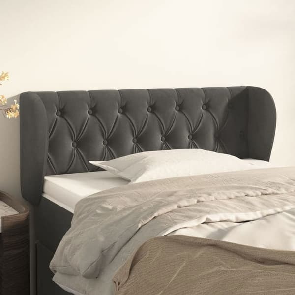 Maison Exclusive - Päätylevy korvilla Tummanharmaa 103x23x78/88 cm Sametti mörkgrå