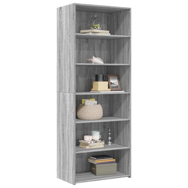 Maison Exclusive - Høj buffet sonoma grå 70x41x185 cm ingeniørtræ Sonoma grå