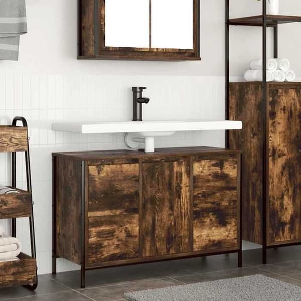 Maison Exclusive - Underskabs møbel med skuffer i røgfyldt eg 90x34,5x60 cm